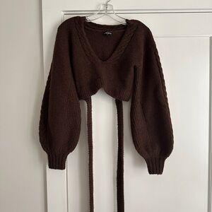 For Love & Lemons Brown Wrap Waist Sweater
